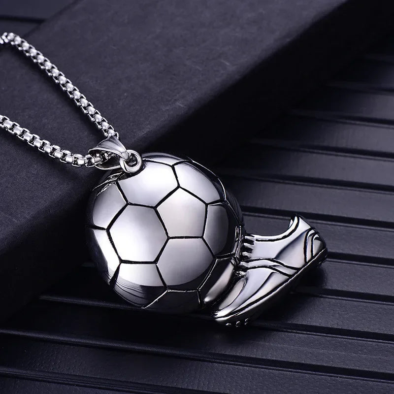 Fashion Soccer Shoe Sneaker Pendant Necklace Football Stainless Steel Ball Chain Necklaces for Men Hip Hop Sports Charm Jewelry