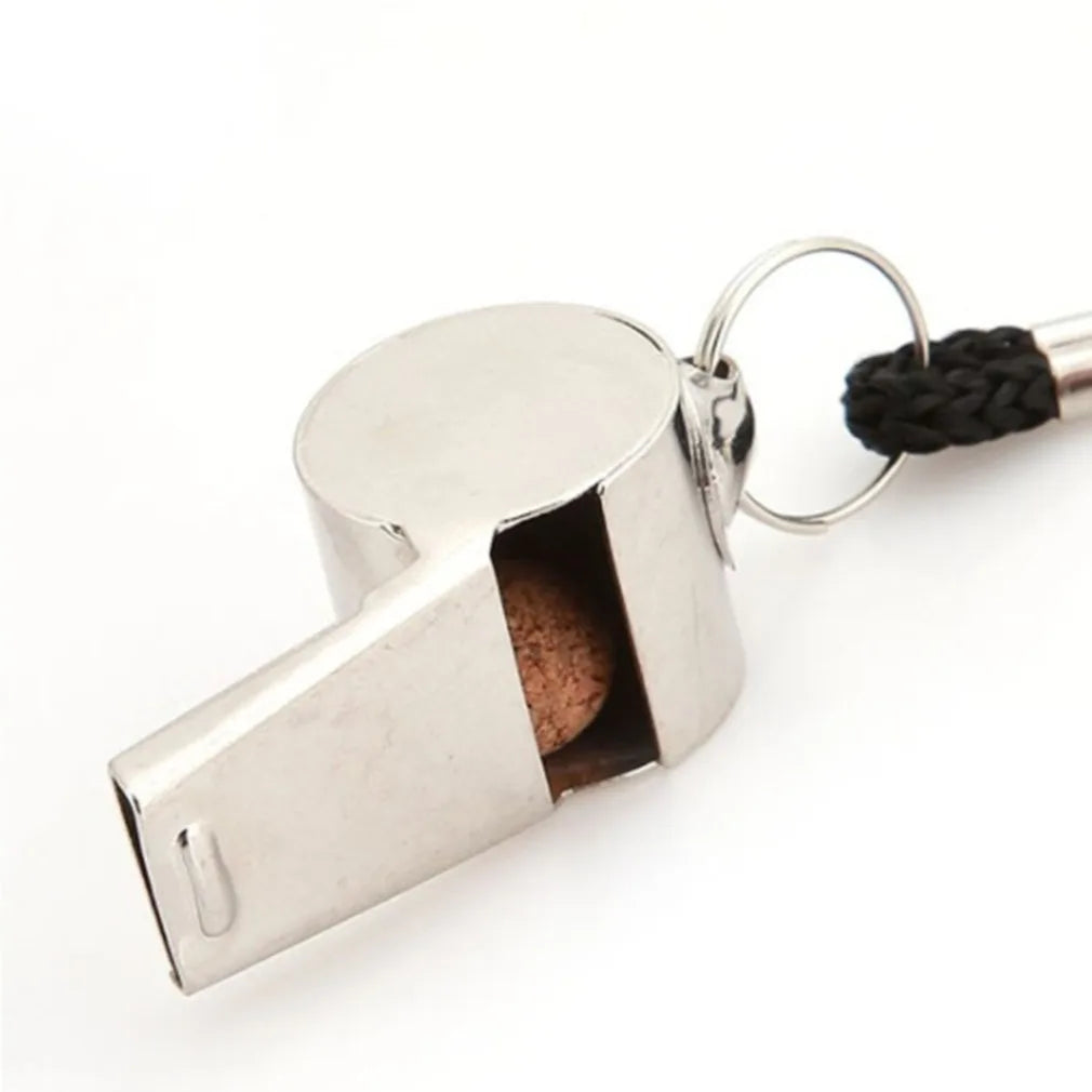 Stainless Steel Whistles Referee Sport Rugby Metal Whistle with Rope Party Training Soccer Football Basketball Cheerleading Tool