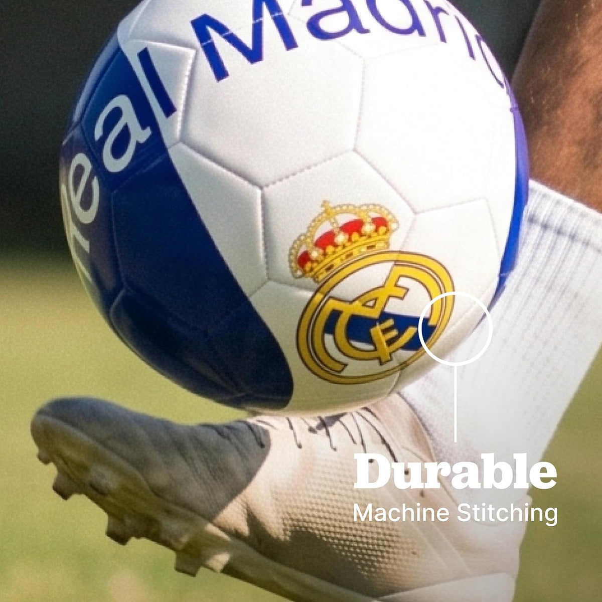 Art Official Real Madrid Soccer Ball, Size 5 Football, Authentic Club Logo, Premium Fan Collectible for Training, Play & Display
