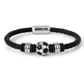 Casual Sport Football Charm Bracelets for Women Men Player Soccer Fan'S Leather Rope Bracelet Stainless Steel Jewelry