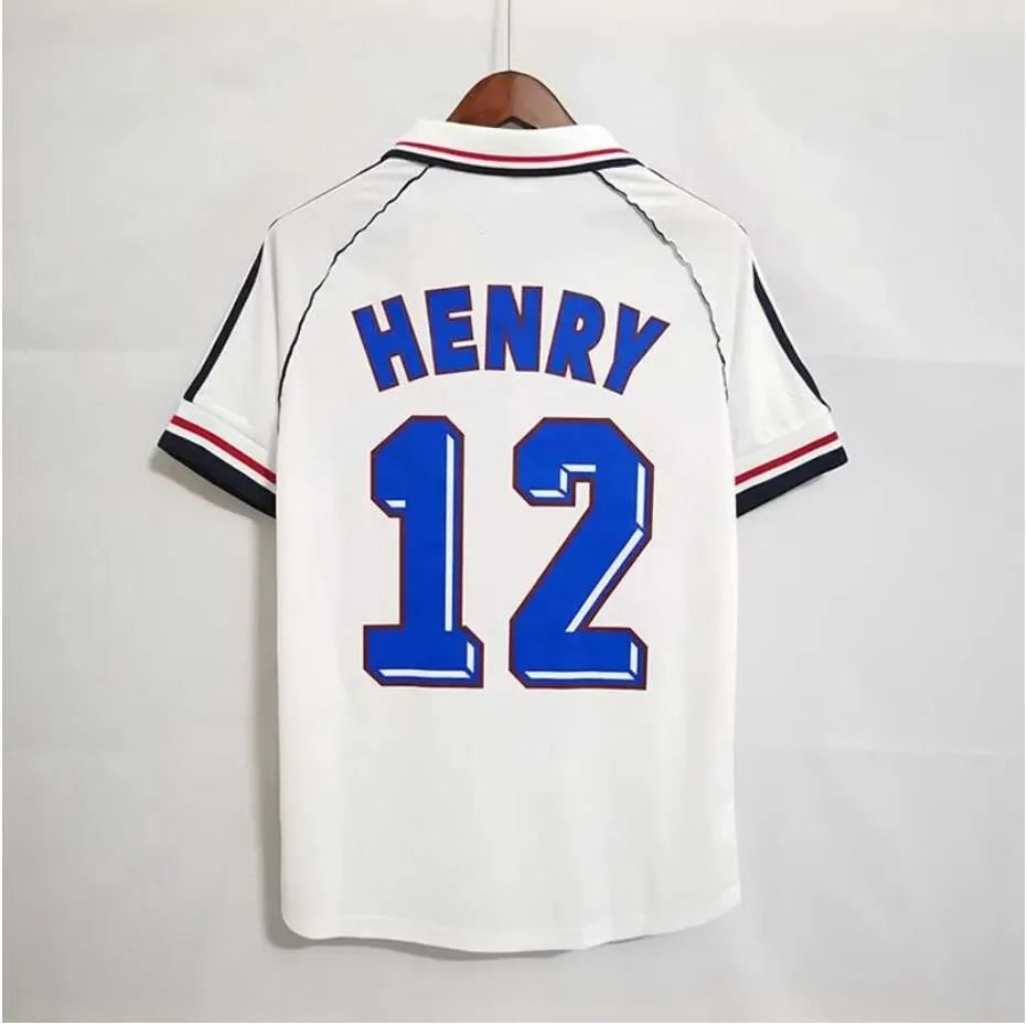 1998 Retro Frenchjerseys 1982 84 90 96 98 00 04 2006 ZIDANE HENRY MAILLOT DE FOOT REZEGUET Football Shirt Francia Classic Vintage Jersey