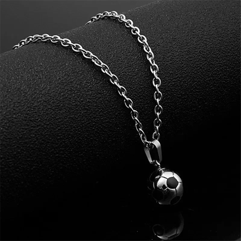 Trendy Football Link Chain Soccer Charm Necklace Pendant Gold Color Sport Ball Jewelry Men Boy Children Gift Pendant Necklaces