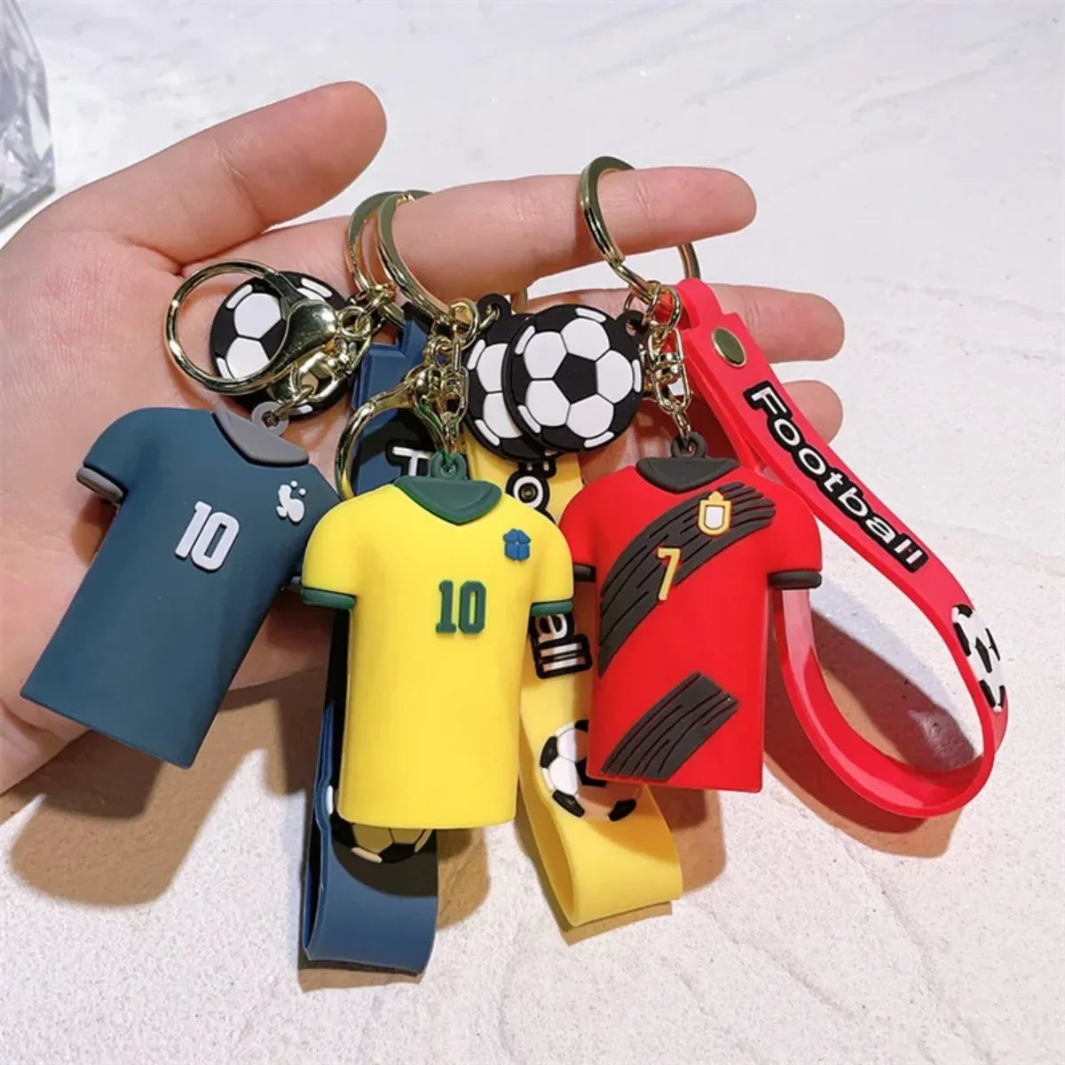 Football No.7 & No.10 Couple Jerseys Keychains Sports Themed Backpack Pendants Car Keychains Dolls - Fan Accessories
