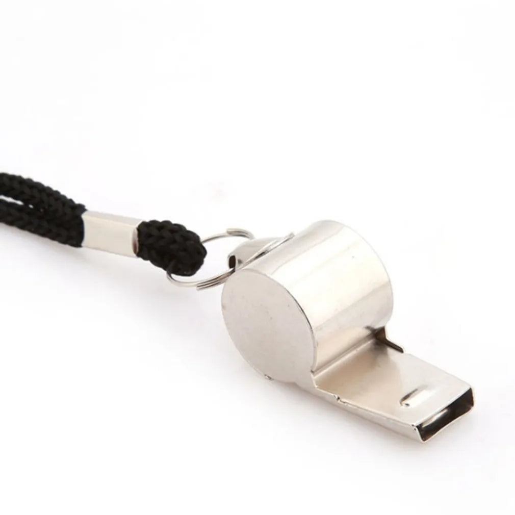 Stainless Steel Whistles Referee Sport Rugby Metal Whistle with Rope Party Training Soccer Football Basketball Cheerleading Tool