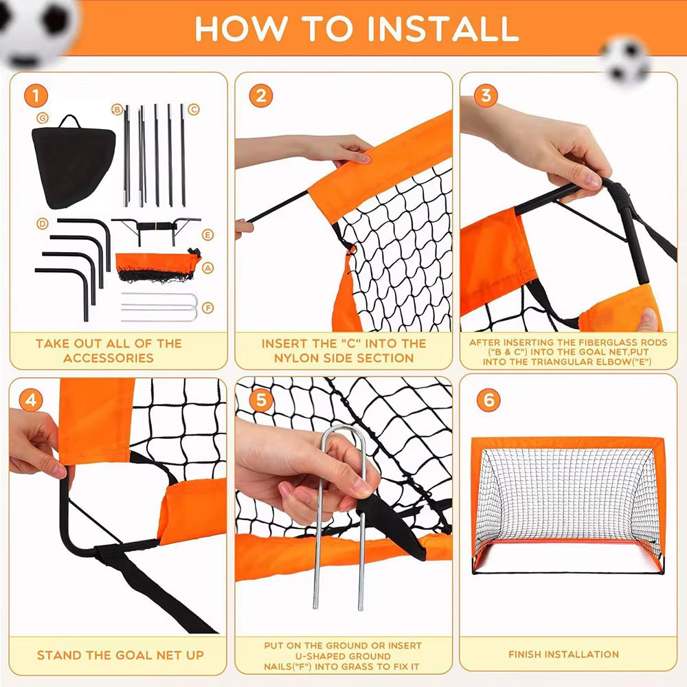 Portable Soccer Goals for Backyard Foldable Mobile Training Football Net for Kids Soccer Goal Indoor Outdoor Pop up Soccer Goals