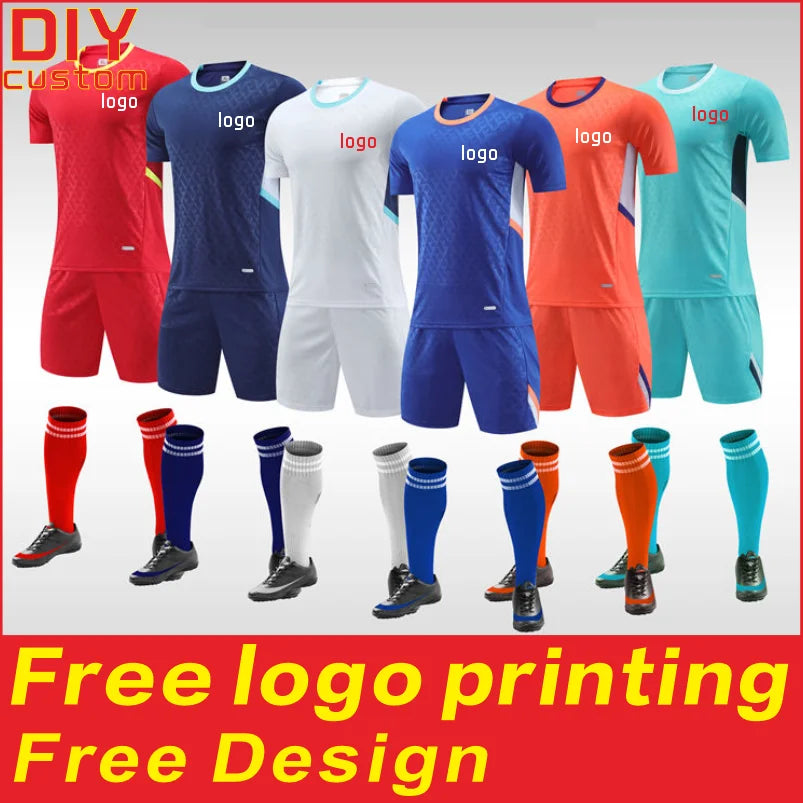 Quick Drying Sports Breathable Football Suit Set T-Shirt Custom Printed Logo Men'S and Women'S Outdoor Training Suit Jerseys