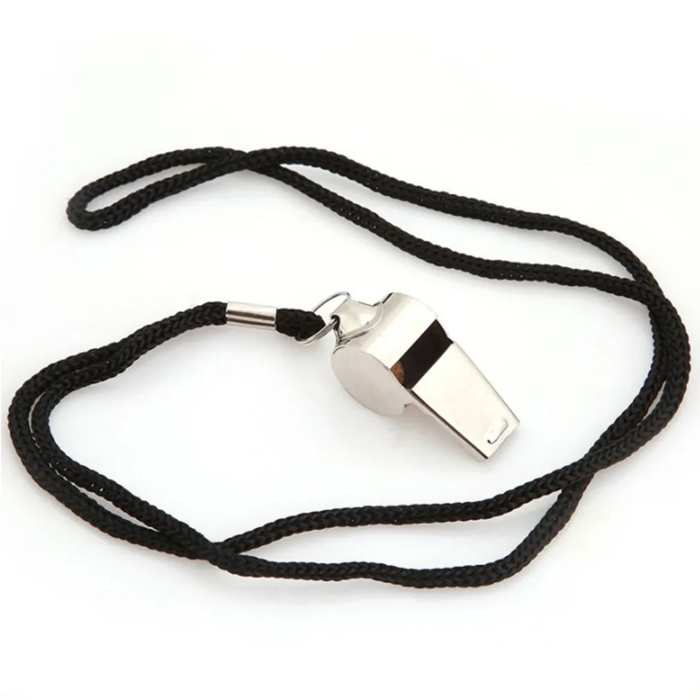 Stainless Steel Whistles Referee Sport Rugby Metal Whistle with Rope Party Training Soccer Football Basketball Cheerleading Tool