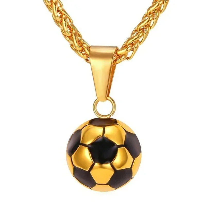 Trendy Football Link Chain Soccer Charm Necklace Pendant Gold Color Sport Ball Jewelry Men Boy Children Gift Pendant Necklaces