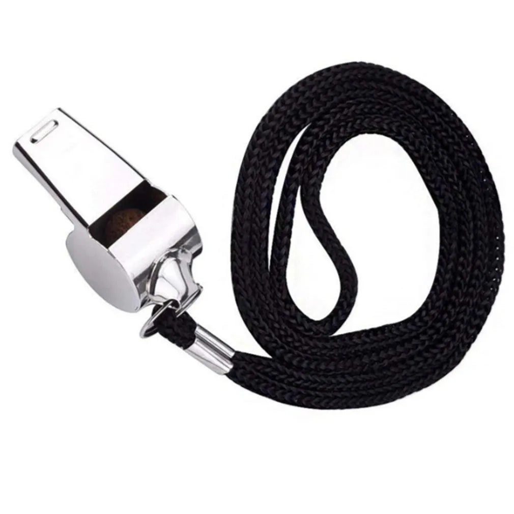Stainless Steel Whistles Referee Sport Rugby Metal Whistle with Rope Party Training Soccer Football Basketball Cheerleading Tool